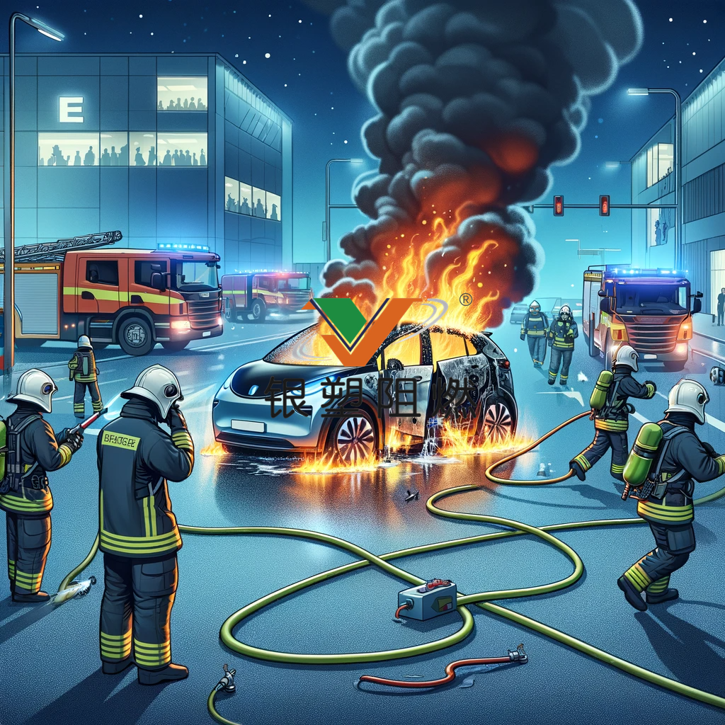 DALL·E 2024-01-30 11.50.06 - A digital illustration depicting a cautionary scenario involving new energy vehicles (NEVs) causing a fire. The scene shows emergency services respond.png DALL·E 2024-01-30 11.50.06 - A digital illustration depicting a cautionary scenario involving new energy vehicles (NEVs) causing a fire. The scene shows emergency services respond.png